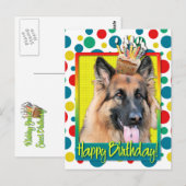 Carte Postale Cupcake d'anniversaire - Berger allemand - Chance (Devant / Derrière)