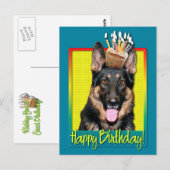 Carte Postale Cupcake d'anniversaire - Berger allemand - Kuno (Devant / Derrière)