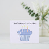 Carte Postale Cupcake d'anniversaire bleu (Debout devant)