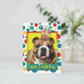 Carte Postale Cupcake d'anniversaire - Bulldog - Dark (Debout devant)