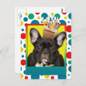 Carte Postale Cupcake d'anniversaire - Chien de taureaux françai (Devant / Derrière)