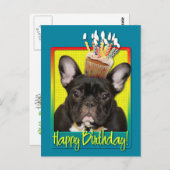 Carte Postale Cupcake d'anniversaire - Chien de taureaux françai (Devant / Derrière)