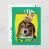 Carte Postale Cupcake d'anniversaire - Chiot Beagle - Chloe (Devant / Derrière)