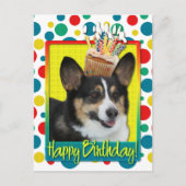 Carte Postale Cupcake d'anniversaire - Corgi (Devant)