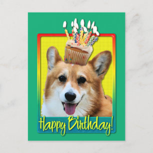 Carte Postale Cupcake d'anniversaire - Corgi - Owen