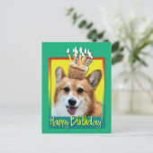 Carte Postale Cupcake d'anniversaire - Corgi - Owen (Debout devant)