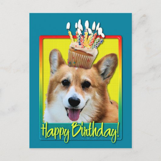 Carte Postale Cupcake d'anniversaire - Corgi - Owen (Devant)