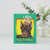 Carte Postale Cupcake d'anniversaire - Doberman - Rouge - Rocky (Debout devant)