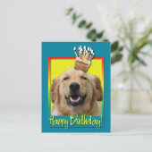 Carte Postale Cupcake d'anniversaire - Golden Retriever - Mickey (Debout devant)