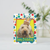 Carte Postale Cupcake d'anniversaire - GoldenDoodle (Debout devant)