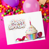 Carte Postale Cupcake D'anniversaire Joyeux
