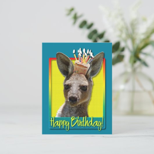 Carte Postale Cupcake d'anniversaire - Kangaroo (Debout devant)