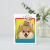 Carte Postale Cupcake d'anniversaire - Pomeranian (Debout devant)
