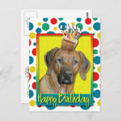 Carte Postale Cupcake d'anniversaire - Rhodesian Ridgeback (Devant / Derrière)