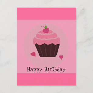 Carte Postale Cupcake d'anniversaire rose