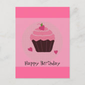 Carte Postale Cupcake d'anniversaire rose (Devant)