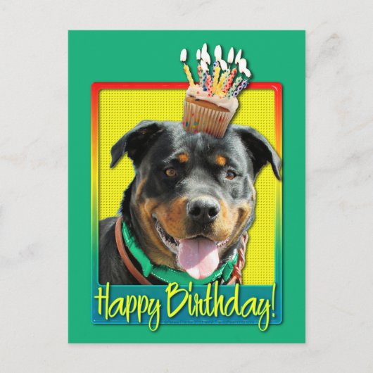 Carte Postale Cupcake d'anniversaire - Rottweiler - SambaParTi (Devant)