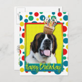 Carte Postale Cupcake d'anniversaire - Saint Bernard - Mae (Devant / Derrière)