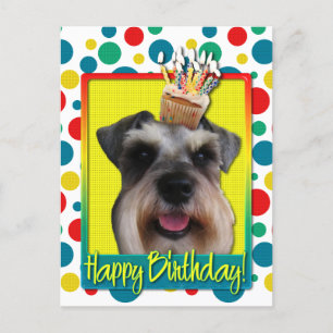 Carte Postale Cupcake d'anniversaire - Schnauzer