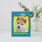 Carte Postale Cupcake d'anniversaire - Shiba Inu (Debout devant)