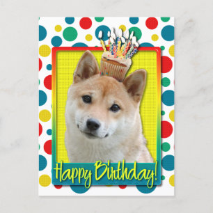 Carte Postale Cupcake d'anniversaire - Shiba Inu