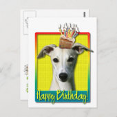 Carte Postale Cupcake d'anniversaire - Whippet (Devant / Derrière)