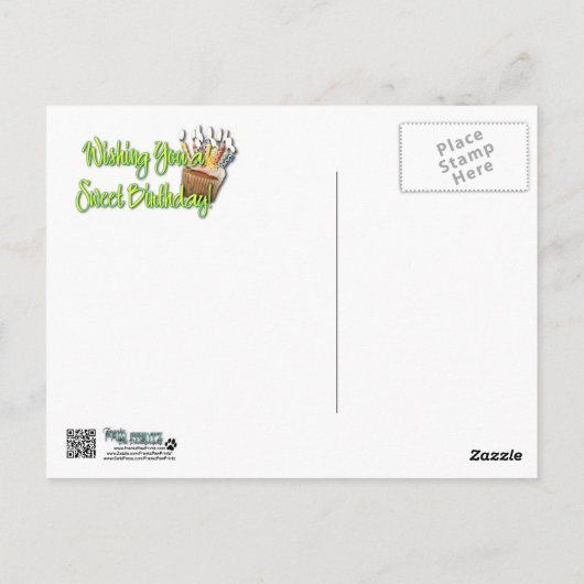 Carte Postale Cupcake d'anniversaire - Whippet (Dos)
