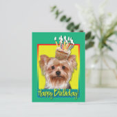 Carte Postale Cupcake d'anniversaire - Yorkshire Terrier (Debout devant)
