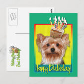 Carte Postale Cupcake d'anniversaire - Yorkshire Terrier (Devant / Derrière)