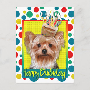 Carte Postale Cupcake d'anniversaire - Yorkshire Terrier