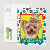 Carte Postale Cupcake d'anniversaire - Yorkshire Terrier (Devant / Derrière)