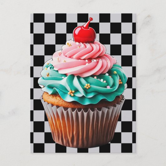 Carte Postale Cupcake Dessert Joyeux Clipart d'anniversaire (Devant)