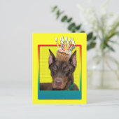 Carte Postale Cupcake d'invitation - Doberman - Rouge - Rocky (Debout devant)