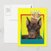 Carte Postale Cupcake d'invitation - Doberman - Rouge - Rocky (Devant / Derrière)