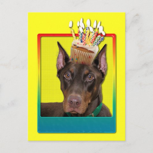 Carte Postale Cupcake d'invitation - Doberman - Rouge - Rocky (Devant)