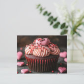Carte Postale Cupcake doux avec coeurs Saint-Valentin (Debout devant)