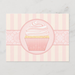 Carte Postale Cupcake doux rose élégant