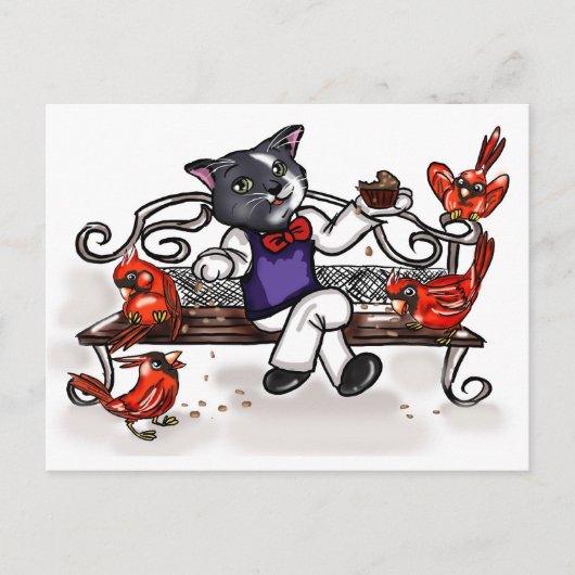 Carte Postale Cupcake et cardinaux (Devant)