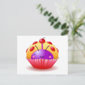 Carte postale Cupcake Ladybug jaune (Debout devant)