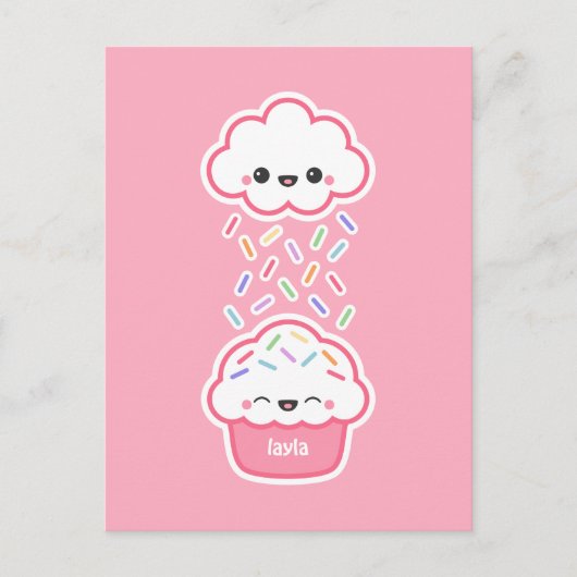 Carte Postale Cupcake mignonne avec arroses (Devant)