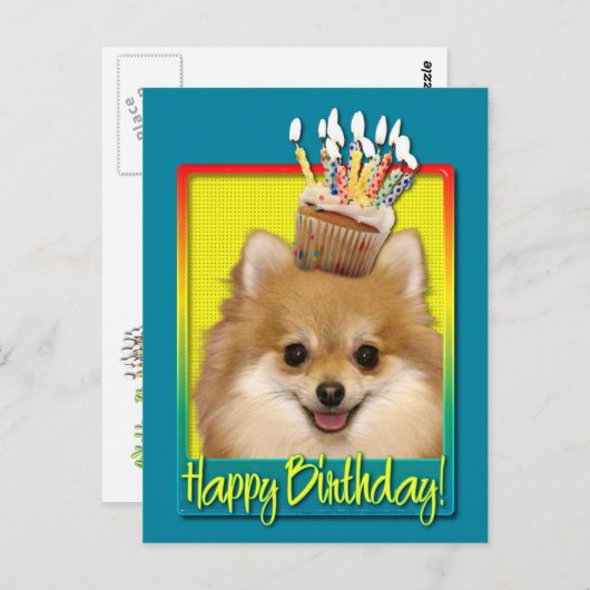 Carte Postale Cupcake Pomeranian (Devant / Derrière)