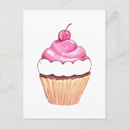 Carte postale Cupcake rose (Devant)