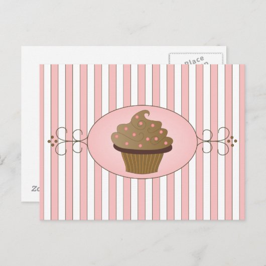 Carte Postale Cupcake rose (Devant / Derrière)