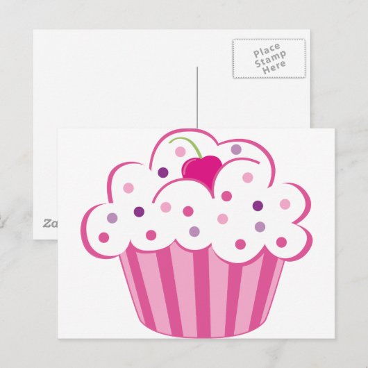 Carte Postale Cupcake rose (Devant / Derrière)