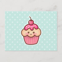 Cupcake rose Kawaii et Pois bleu Mint