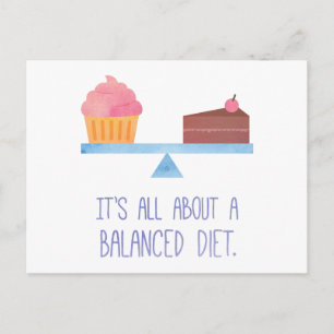 Carte Postale Cupcake Tout sur une alimentation équilibrée Humou