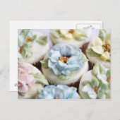 Carte Postale Cupcakes avec glaçage aux fleurs (Devant / Derrière)