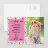 Carte Postale Cupcakes Cupcakes Rose Cute Merci d'anniversaire (Devant / Derrière)