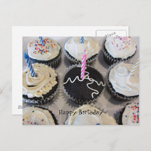 Carte Postale Cupcakes d'anniversaire (Devant / Derrière)
