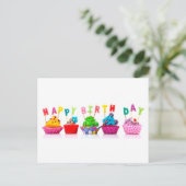 Carte Postale Cupcakes de Joyeux Anniversaire (Debout devant)